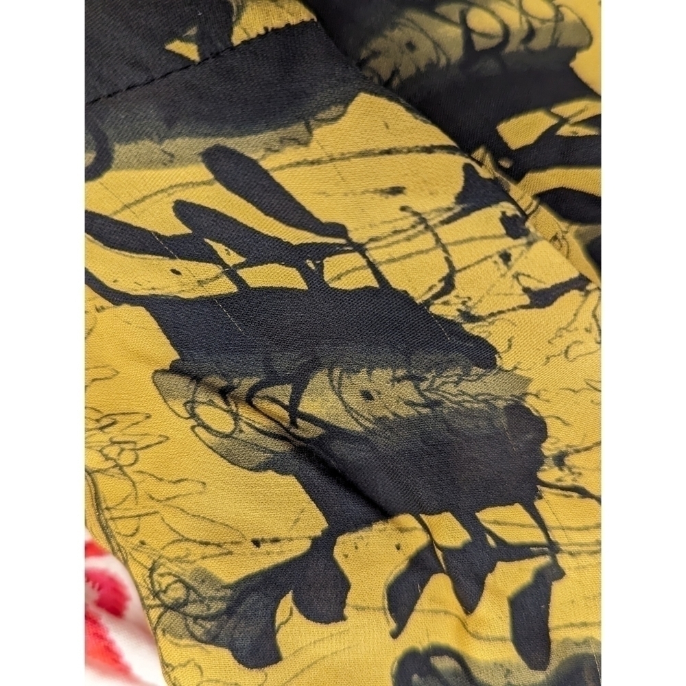 A.L.C. Yellow Black 100% Silk Button Up Blouse Size XS - Picture 7 of 8